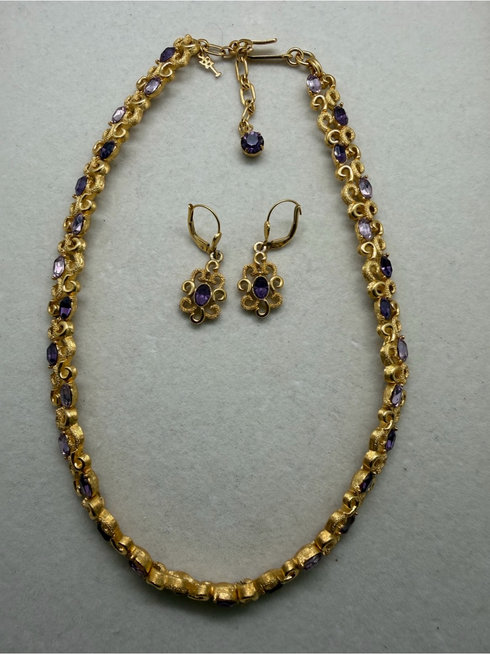 Vintage signed Trifari necklace and earrings set